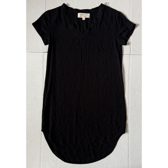 CLOTH & STONE Anthropologie - Women's Black V-Neck Tshirt Dress - X-Small - XS‎ - Picture 1 of 5
